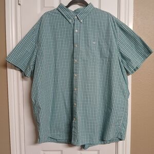 DOCKERS Teal Checkered Button Down Shirt - Size 3XLT
